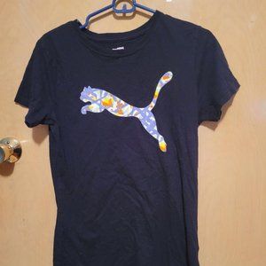 Puma Black Tee with Multi Color Logo- Size- Large